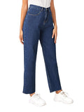 Women's High Rise Cotton Lycra Relaxed Fit Ankle Length Jeans