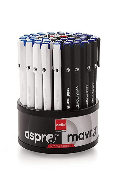 Cello Aspro Mavro Ball Pen | Black Ball Pen | Pack of 50 | Lightweight and Stylish Ball Pens | Ball Pen Set | Ideal for Students and Professionals | Cello Stationery