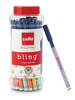 Cello Bling Pastel Ball Pen | Blue Ball Pen | Jar of 25 Units | Best Ball Pens for Smooth Writing | Ball Point Pen Set | Pens for Students | Office Stationery Items